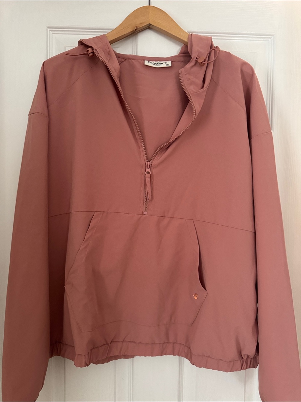 Women's Dusty Rose Hooded Anorak Jacket Bearpaw pull over